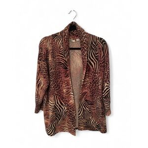 (SOLD) 100% Cashmere Sweater Neiman Marcus Zebra Leopard Cheetah Print Cardigan